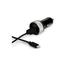Port Car Charger - 2X Usb And Micro Usb - Smart Charge - Black