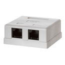 The Netix RJ45 double surface mount box comes loaded with an RJ45 keystone jack. RJ45 surface mount box includes 2 ports design with mounting screws and double sided tape.