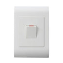 Lesco Pipelli 2 Pole Flush Isolator Switch Rectangle with hidden LED indicator light behind face plate - Amperage: 50A Height: 100mm Width: 500mm Material: Polycarbonate Colour White Sold as a Single unit 3 Months Warranty