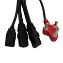 UniQue Dedicated Tri Head Power Cable 3.8m-Standard computer power cable with 3-prong dedicated plug on one end and 3 x kettle plug connections on the other. OEM