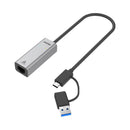 Unitek Y-3465A Type-C To Gigabit Ethernet Converter With Type-C To Type-A Adapter