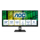 Aoc-U34E2M Monitor 34 Inch Wqhd 3440X1440 100Hz 1Ms Dp Vesa Flicker Free Low Blue Mode Adaptivesync 3Yr Warranty