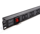 Power Distribution Unit, 1U, 8 Way Female Kettle Cord, Black, With Switch, 2 Meter Pwr Cable Sa