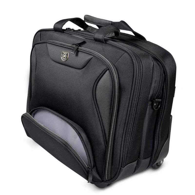 Port Manhattan Trolley Clamshell 15.6 Inch Laptop Bag - Sleek And Versatile In Black