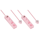 SWITCHED 4 Way Surge Multiplug 0.5M Braided Cord Pink
