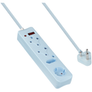 SWITCHED 4 Way Medium Surge Protected Multiplug 0.5M Braided Cord Blue