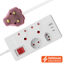 Ellies High Surge 4 Way Multi-plug PD20W Dual USB-C + USB - 0.5M - WT