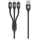 Pro Bass Braided 3-in-1 Charge Cable 1m - Black