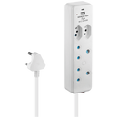 Switched 4-Way Extension Lead with 1x Type-C + 1x USB - 2m
