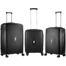 Travelwize Ripple PP 4-Wheel Spinner 3 Pc Luggage Set - Black