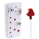 Switched 4-Way with 1x Type-C + 1x USB 2.4a Socket Medium Surge-Protected 0.5m
