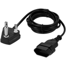 Switched Easy Cable Extender SA 3-Pin to 2-Pin Euro Socket 2m - Black