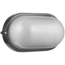 Ellies Illume Series - Large AC Oval Bulkhead - Aluminium  + Glass - E27 Base -BK
