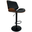 Brazil Barstool - Black Faux Leather with Dark Wood - 1 Pack