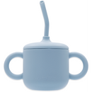 Silicone Training Cup with Straw - Powder Blue