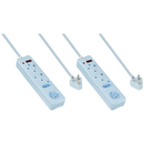 2x SWITCHED 4 Way Surge Multiplug 0.5M Braided Cord Blue