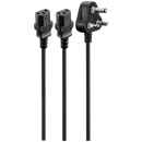 Volkano Presto Series Double 3 Pin IEC Power Cable 1.8m 10a - Black