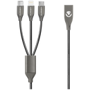 Volkano Iron Series Round Metallic Spring 3-in-1 (Type-C/Lightning/Micro) Cable 1m - Black