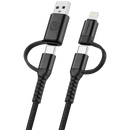 Volkano Weave Series 4-in-1 Charge & Data Cable 60w - 1.2m/4ft