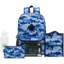 Quest 4-Piece Backpack Set Shark Camo Blue