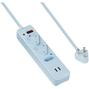 SWITCHED 3 Way Medium Surge Protected Multiplug with Dual 2.4A USB Ports 0.5M Braided Cord