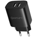 Amplify Dual USB Wall Charger with Micro Cable - Black