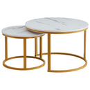 Everfurn Nile Nesting Coffee Table - White & Gold (2 Pc)