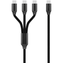 Volkano Weave Series 100w 3-in-1 Charge Cable (3 x Type C) - Black