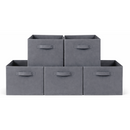Everfurn Storeman Grey, Collapsible Fabric Organiser Storage Basket - 5 Pack