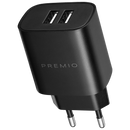 Premio 2.4a Dual Wall Charger - Black