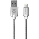 Volkano Iron Series Round Metallic Spring 90deg Micro USB Cable 1.2m - Silver