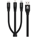 Volkano Slim Series Flat PVC 3-in-1 (Type-C / Lightning / Micro) Cable 1m - Black