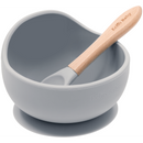 Silicone Suction Bowl and Spoon Set - Stone