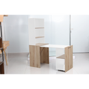 Everfurn Adaptive Desk with Bookshelf - White and Light Oak