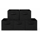 Everfurn Storeman Black, Collapsible Fabric Organiser Storage Basket - 5 Pack