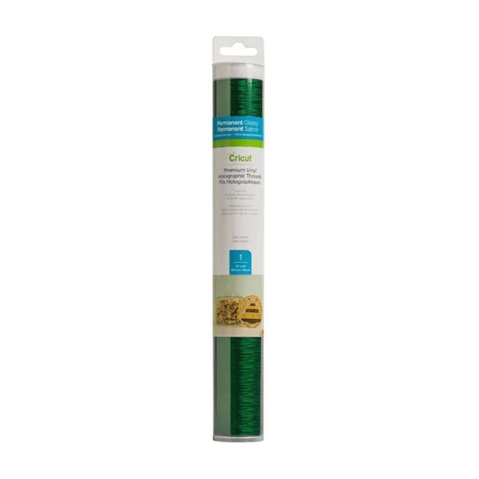 Cricut Premium Holographic Threads Vinyl True Green 30.5X122Cm - Eye-Catching Sparkle!