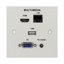 Multimedia Face Plate - 1X Hdmi, 1X Lan, 1X Usb, 1X Vga, 1X Audio