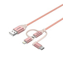 Unitek 1M 3-In-1 Usb2.0 To Micro Usb Cable With Type-C And Mfi Lightning Adapters (Y-C4036Arg - Y-C4036Asl) - Rose Gold