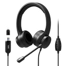 Port Headset - Mic - Usb A And Usb C - Black