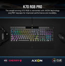Corsair K70 Rgb Pro Mechanical Gaming Keyboard - Cherry Mx Speed Silver Keyswitches - Black