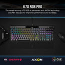 Corsair K70 Rgb Pro Mechanical Gaming Keyboard - Cherry Mx Speed Silver Keyswitches - Black