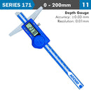 Digital Depth Gauge 200mm 0.03mm Acc. 0.01mm Res. S/steel