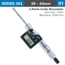 Dig. 3 Points Inside Micrometer 50-63mm 0.005mm Acc. 0.001mm Res.