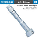3 Points Inside Micrometer 62-75mm 0.005mm Acc. 0.005mm Grad.