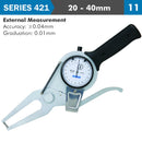 Ext. Dial Caliper Gauge 20-40mm 0.04mm Acc. 0.01mm Grad. Jaw Length 60