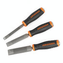 Rasp &amp; Chisel 3pc Set 12,19, 25mm With Metal Striking End Cap 150mm