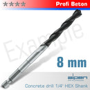 Concrete Profi Beton Drill Bit 8mm Hex Shank