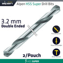 Hss Super Drill Bit Double Ended 3.2mm 2/pouch