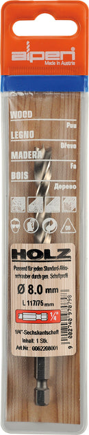 Hss Wood Bit 8mm Hex Shank