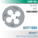 Die 6mm Round 25x9mm In Pouch Hss 1.0mm Pitch